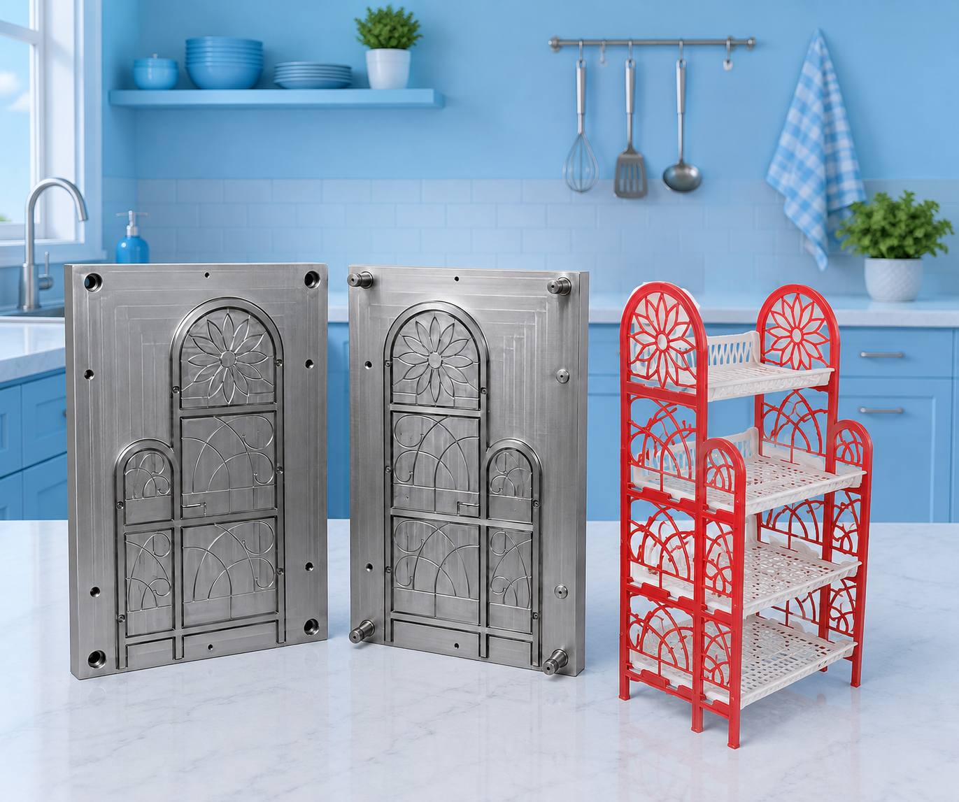 4 tray kitchen rack mould